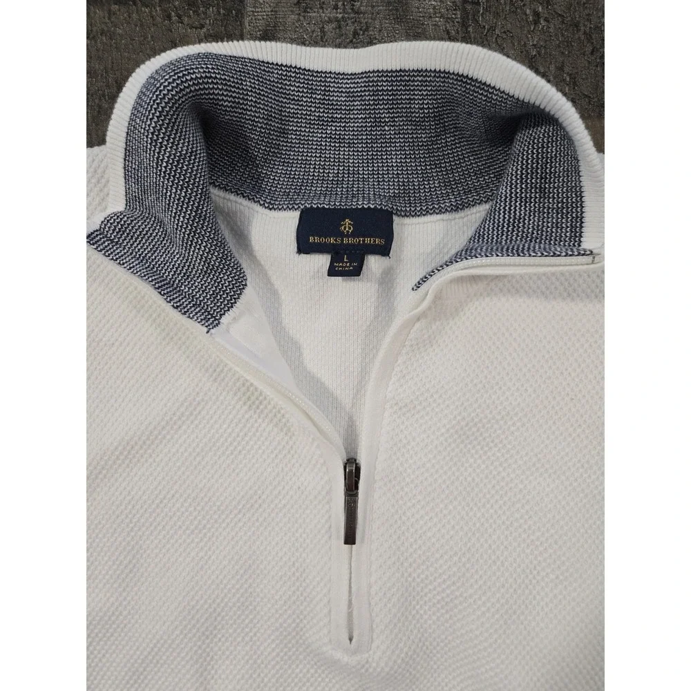 Brooks Brothers Sport 1818 Collection Textured Quarter-Zip Sweater bright white